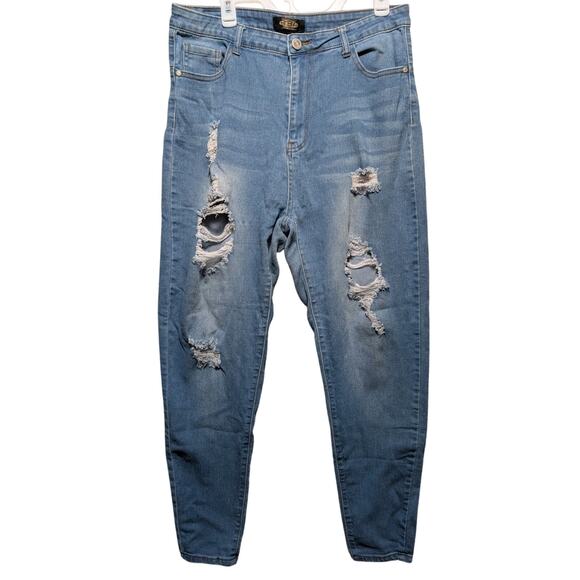 BBA Light Blue Distressed Light Wash Stretch Jeans Women's Size 2XL - Picture 1 of 7